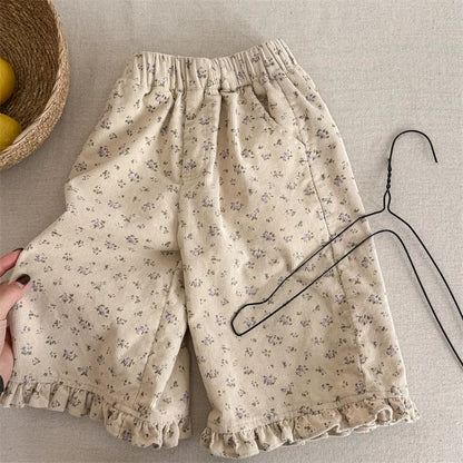 Girls K-Style Corduroy Cropped Pants 2025 Autumn New Arrival Casual Comfortable Fashion Kids Clothing Kids Girl  Trousers