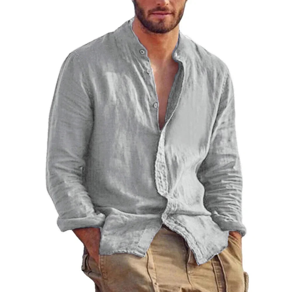 Men's Casual Cozy Shirts Fashion Solid Color Long Sleeve Shirt Versatile Daily Outdoor Wear  Thin Basic Comfortable Male Tops