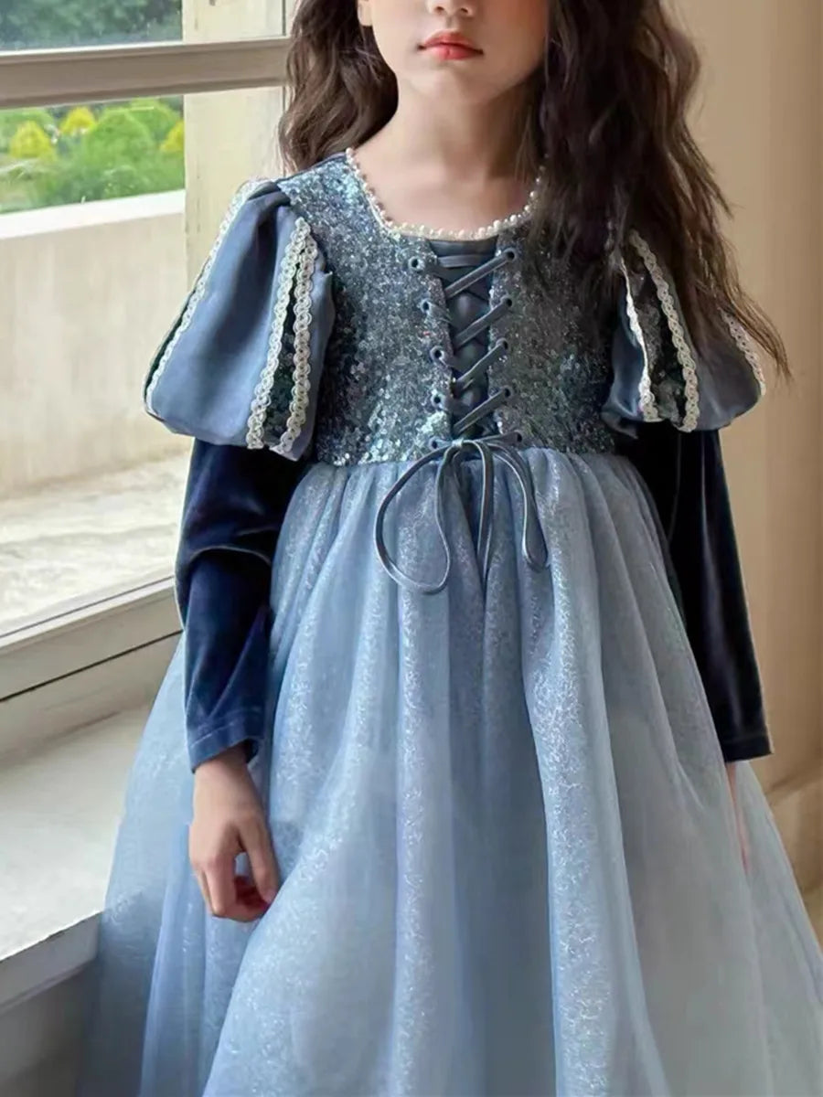 Girls Dress 2023 Spring  Autumn New Western Style Children Trendy Birthday  Little Girl Princess Dress
