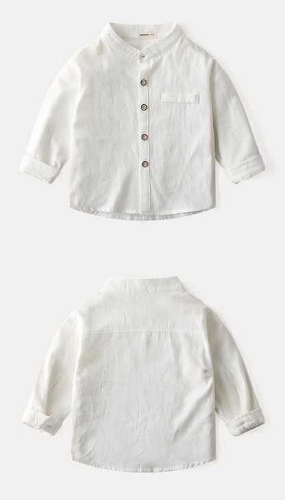 Boys Clothes Baby Boy Shirt Buttons Soft Cotton Kids Blouse Boutique Infantil 1 to 2 3 4 5 6 7 Yrs Casual White Blue Yellow Tops