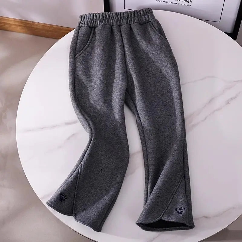 Girls Flared Jogger Pants Spring, Kids Casual Sweatpants High-Waist Design, Fashionable Elastic Cuff Trousers for Big Girls