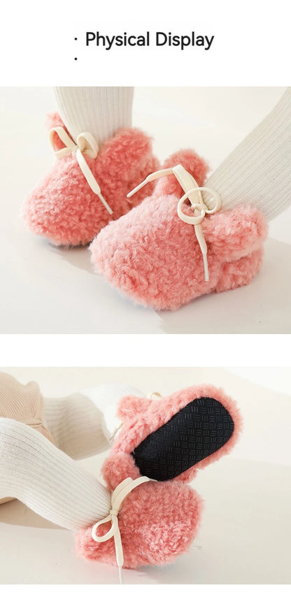 Baby Shoes Winter Baby Boy Girl Booties Fluff Soft Toddler Shoes First Lamb Cashmere Anti-Slip Warm Newborn Infant Crib Shoes