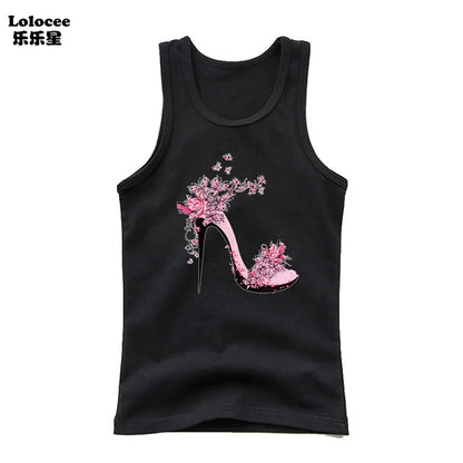 Girls Perfume Floral Singlet Cotton Underwear Summer Children Pink Tank Tops Toddler Kids Sleeveless T-shirt