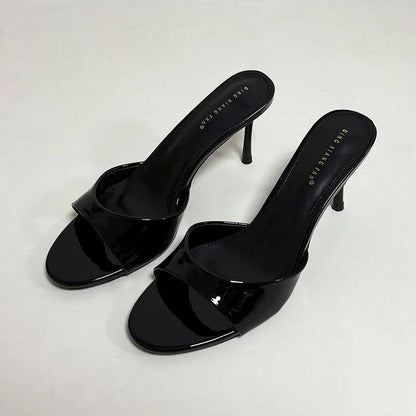 Heeled Footwear Female Slides Women Slippers Summer Spring Fashion Round Toe Ladies Thin Heels Slippers Sandals Pumps Shoes