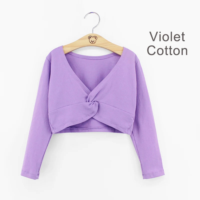 Girls Dance Wear Kids Dance Leotard Cover Long Sleeve Winter Practice Training Pullover Top for Ballet Class Clothing