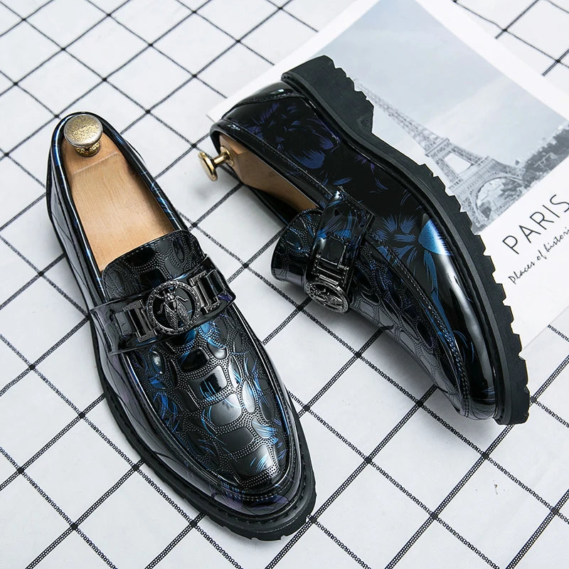 Men's Dress Shoes Formal Designer Comfortable Embossed Leather Luxury Wedding Italian Male Casual Business Shoes for Men Loafers