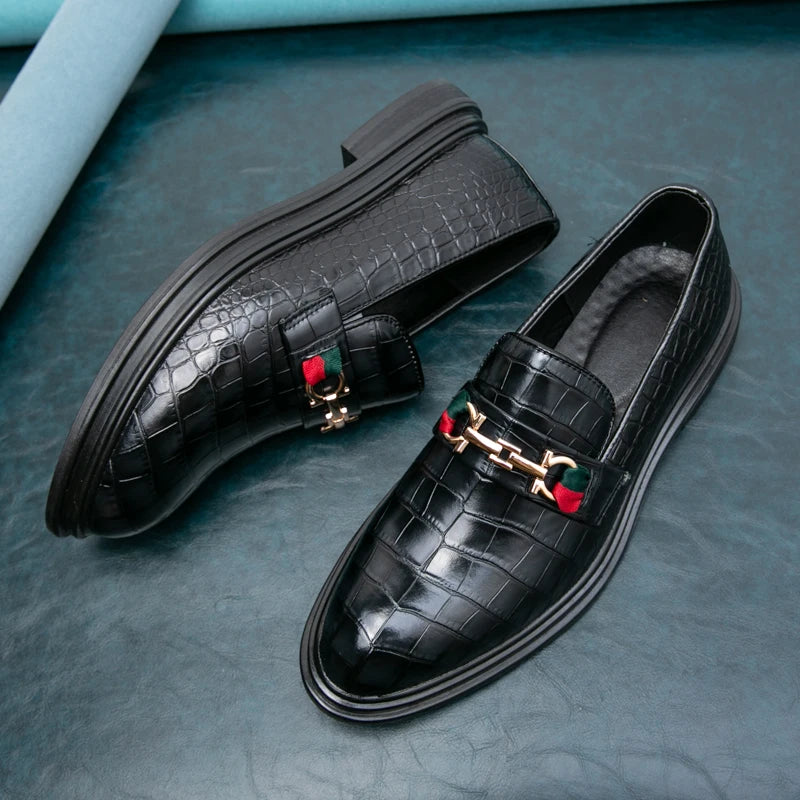 Men's Dress Shoes Formal Designer Comfortable Embossed Leather Luxury Wedding Italian Male Casual Business Shoes for Men Loafers