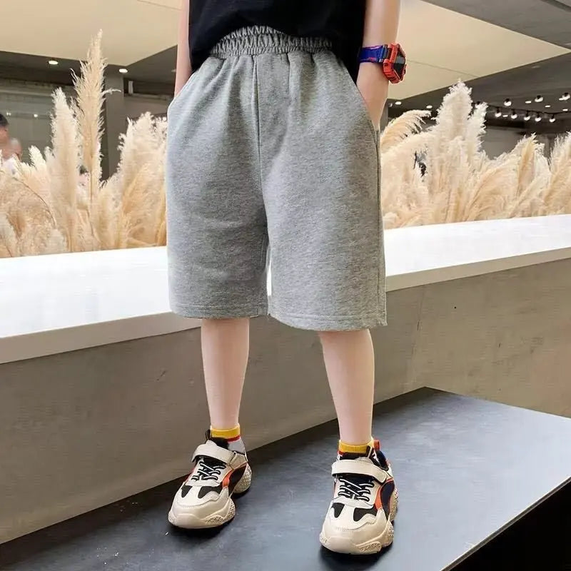 Boys Shorts Summer Solid Kids Short Sweatpants Loose Sport Casual Knickers Children Elastic Waist Half Pants Beachwear 3-14years