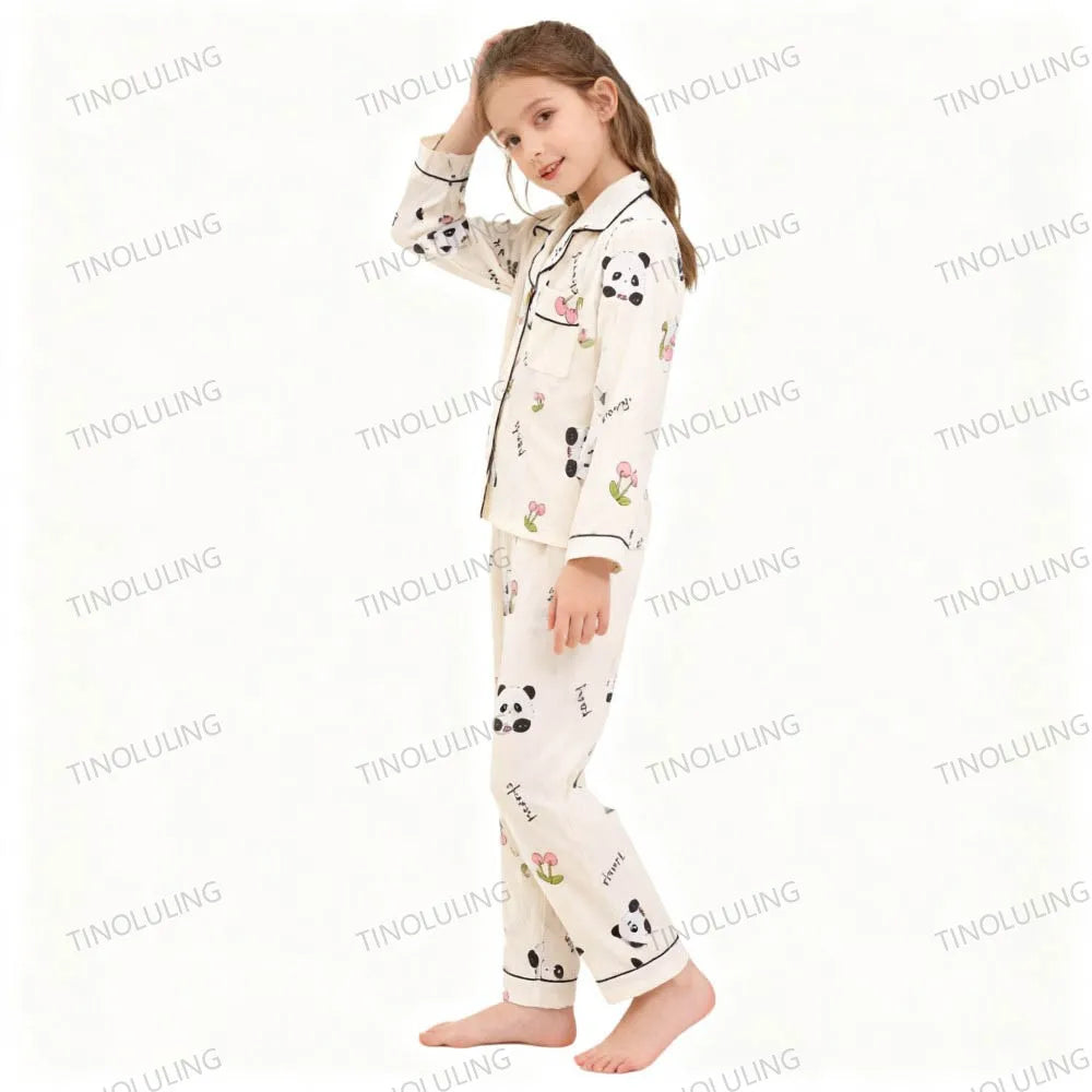 Soft Cotton Pajamas for Girls Cartoon Animal Print Pyjama Sets Children's Pijamas Sleepwear Suit Kid Long Sleeve Loungewear