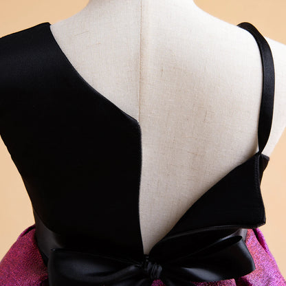 Girls Party Dresses Elegant Irregular Off-Shoulder Bow Decor Gown For Birthday Banquet Formal Evening Prom Luxury kids clothes