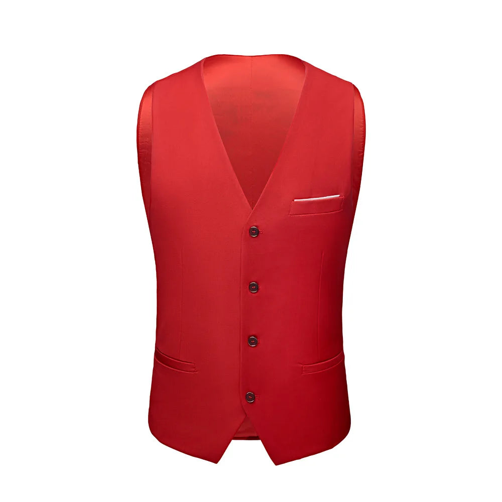 Man Suit Set Simple Solid Color Long Sleeve Male Outfit Single-breasted Slim Business Wedding Versatile Men Three-piece Suits