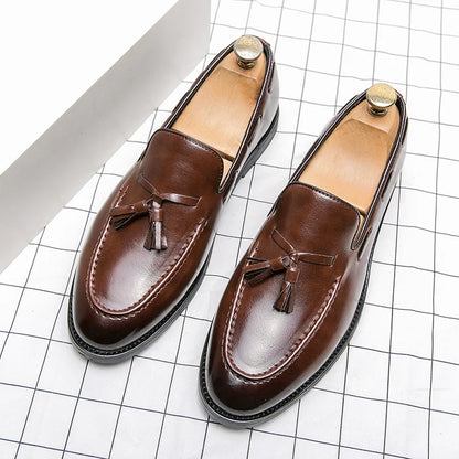 High Quality Men's Dress Shoes Slip On Leather Shoes Male Casual Business Shoes For Men 2026 Flat Party Leather Loafers Man