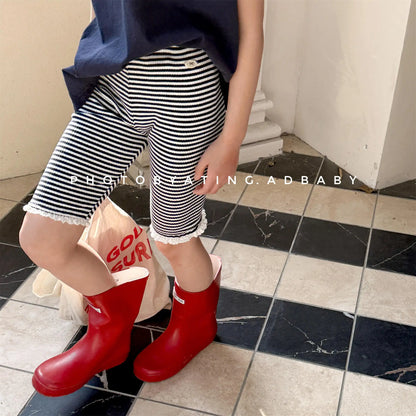 Girls Striped Shorts 1-6 Years Summer New Children Cotton Leggings For Kids Girl Lace Shorts Casual Baby Cute Clothes Clothing