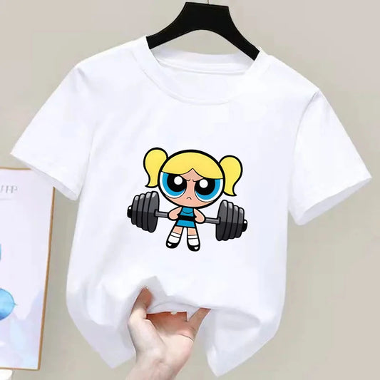 Girls Super Powerful Blouse Training Streetwear T-shirt Kids Shirt Academy Fitness T-shirt