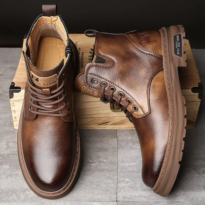 Men's shoes 2025 new autumn and winter men's boots youth high top casual men's shoes trend British style big yellow boots