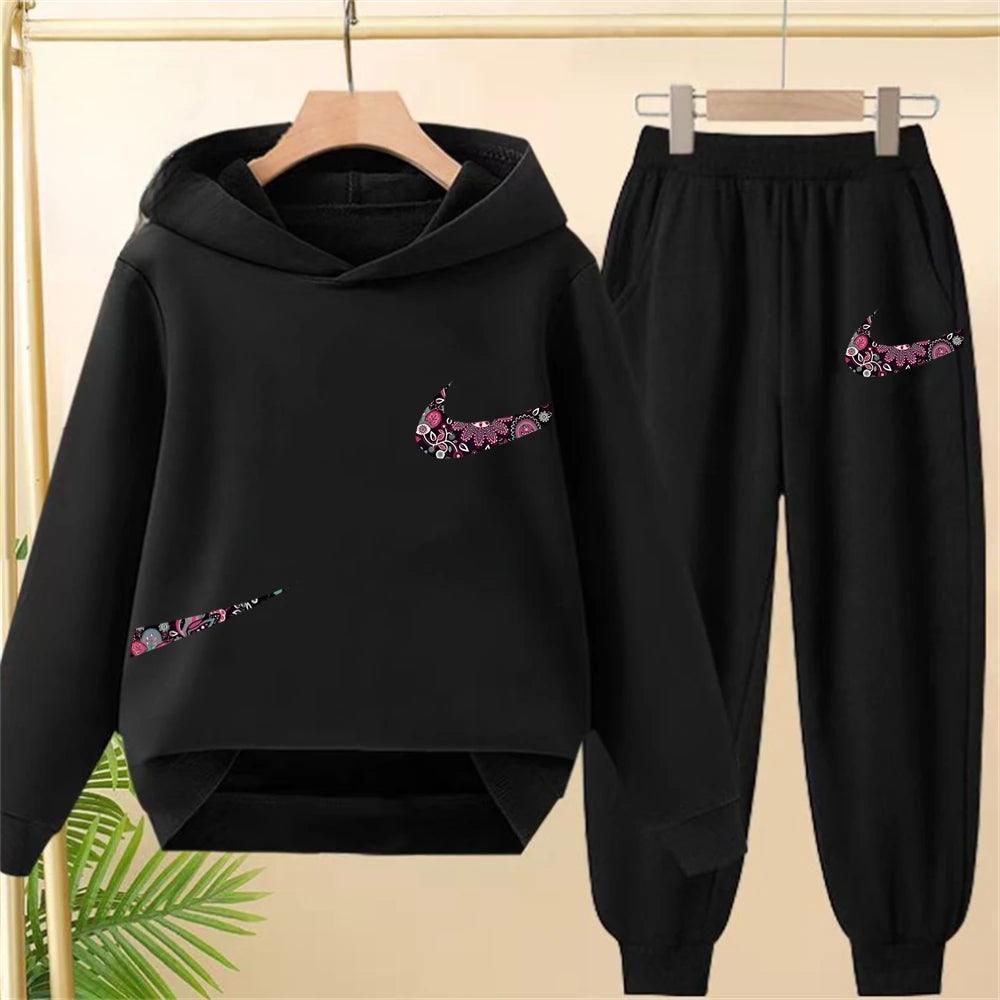 Children's Hoodie Coat +Pants black Children Boys Girls Hoodie Tops Leisure Sweatshirr Toddler 3-12 Year new fashion Clothing