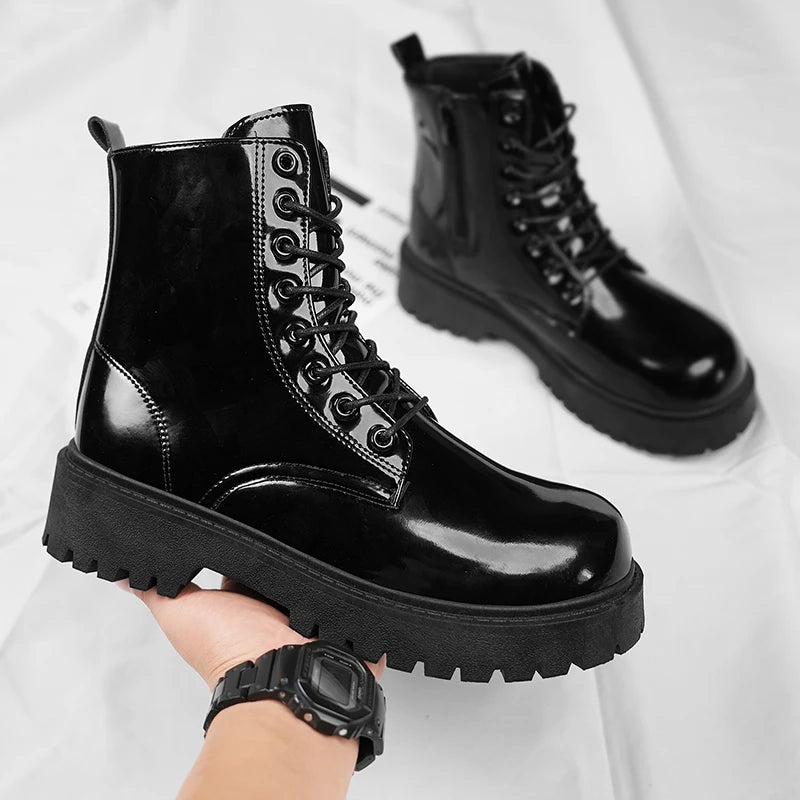 Men's high top boots four seasons new styles fashion soft soled comfort sports casual boots thick sole youth outdoor work boots