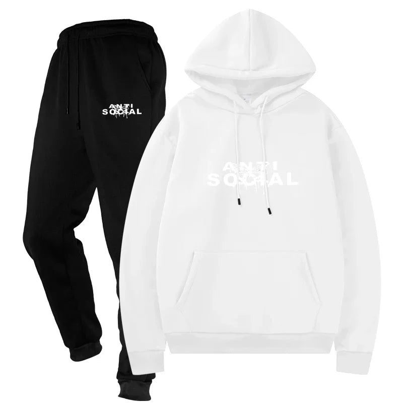 Men's Casual Sporting Suits Two - Piece Male Streetwear Sportswear Tracksuit Set Top and Pants Sweat Suit