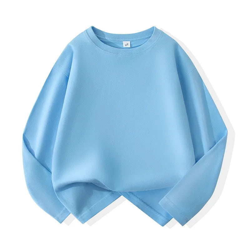 Girls Boys Long Sleeve T-Shirts Casual Kids Pure Cotton O-neck Solid Tee Tops Spring Blouse T Shirt for Teens Girl Clothes 3-14Y