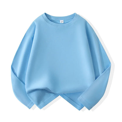 Girls Boys Long Sleeve T-Shirts Casual Kids Pure Cotton O-neck Solid Tee Tops Spring Blouse T Shirt for Teens Girl Clothes 3-14Y
