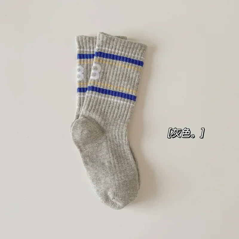 Boys Girls Sock School Fashion Simplicity Calf Sock for Kids Boy Four Season Cotton Letter B Sports Sock Children Clothing