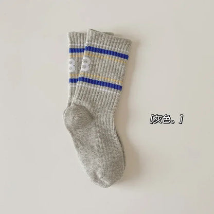 Boys Girls Sock School Fashion Simplicity Calf Sock for Kids Boy Four Season Cotton Letter B Sports Sock Children Clothing