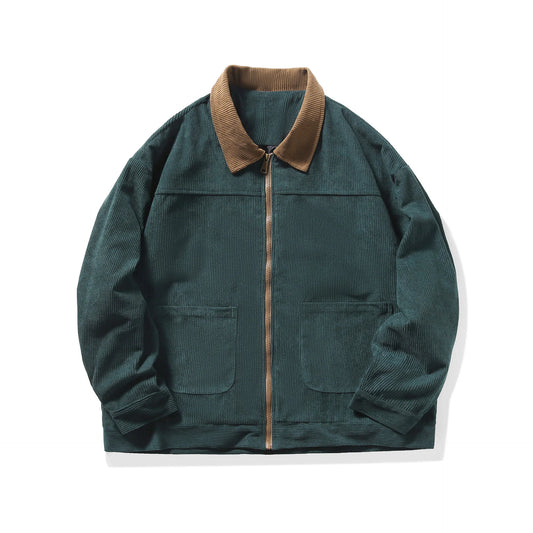 Men Coat Spring Autumn Contrast Color Turn Down Collar Male Outerwear Long Sleeve Pocket Loose Breathable Casual Man Jacket