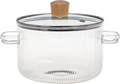 Covered Glass Cooking Pot with Lid 1.6L Heat Resistant Glass Soup Pot Dual Handles Glass Saucepan Kitchen Cooking Tools