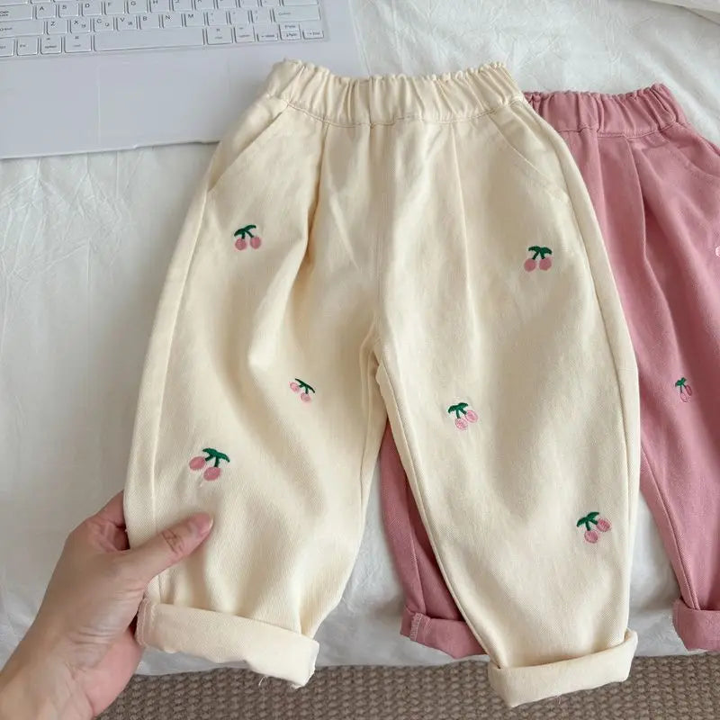 Girls pants Spring and Autumn new Western Children's baby beige casual pants Cotton girls  trousers Fashion