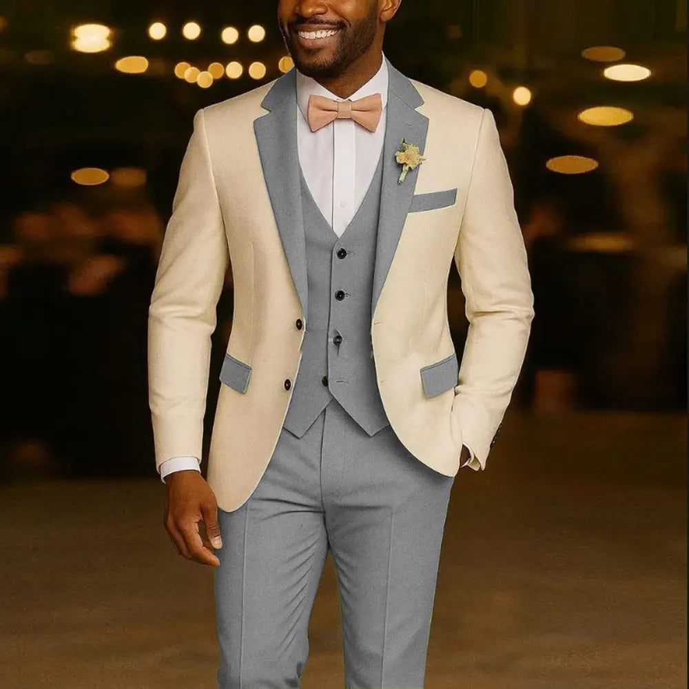 Men's Suit Costumes 3 Pieces Blazer Light Green Vest Pants Wedding Tuxedos Formal Male Suit for Wedding Groomsmen Prom