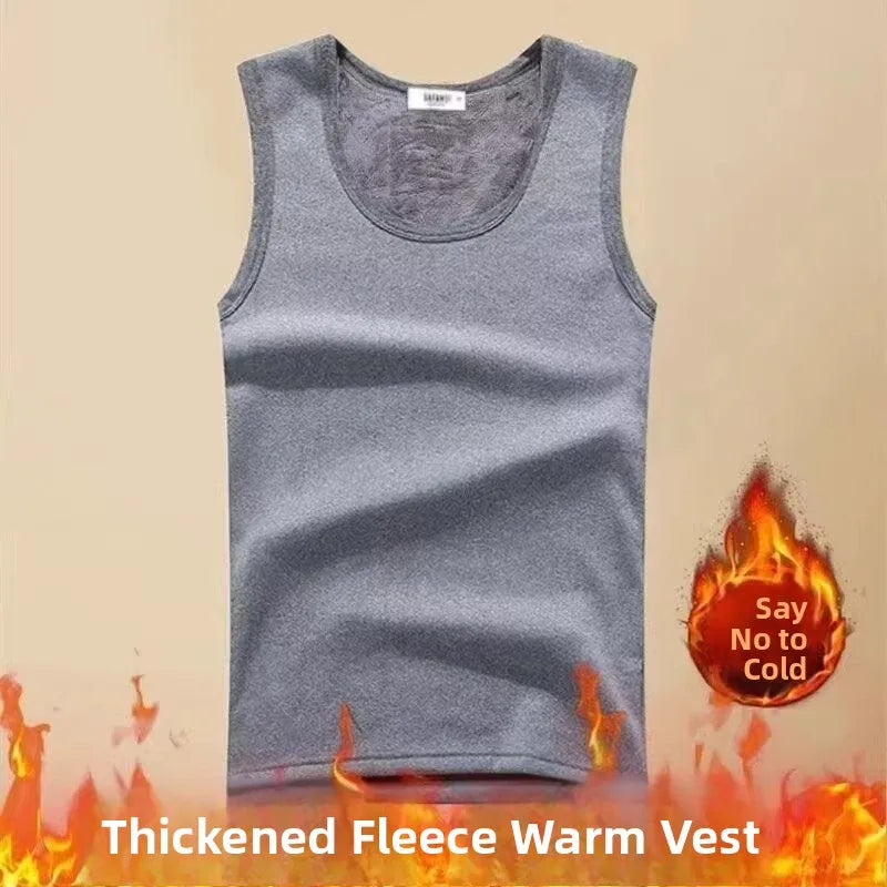 Thickened Fleece Warmth Men's Vest Sleeveless Underwear Base Shirt Youth round Neck  Color Winter Affordable Innerwear