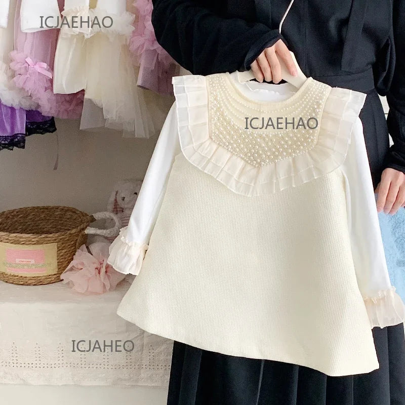 Teen Girl Clothes 2025Children Girls Sleeveless Underwear Spring Fall Outfit Dresses 2 Piece Set Costume Baby Kids Long Sleeve