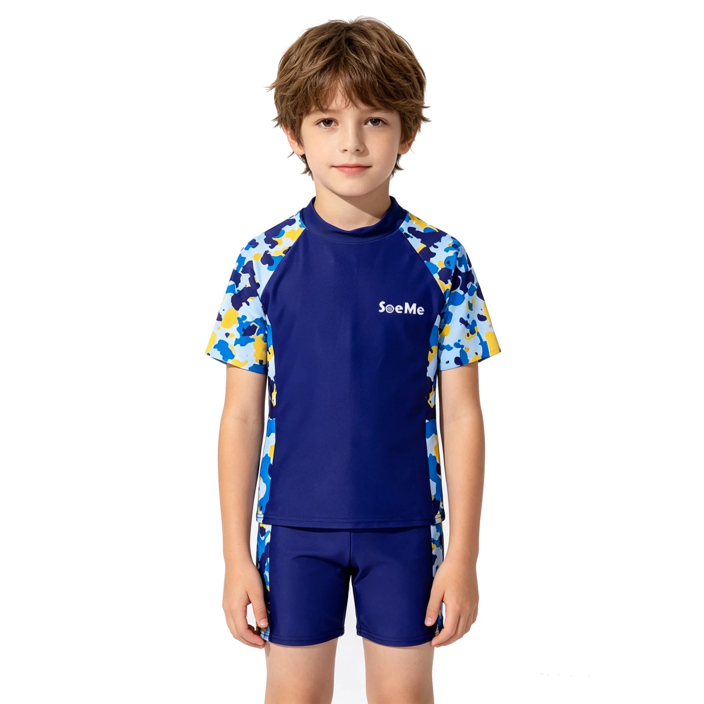 Boys Beach Swimsuits Cool Kids 2026 Toddler Swimwear Shirt and Shorts Swimming Sets Spf Blue Bathing Suit 3 4 5 6 7 8 9 10 Years