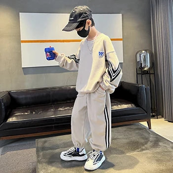 5 6 8 10 12 14 Years Teen Boys Clothing Sets New Fashion Spring Autumn Sweatshirt + Pants 2Pcs Tracksuit Suits For Kids Clothes