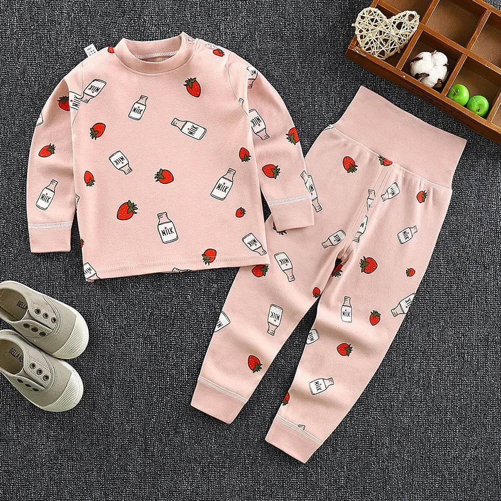 Baby Pajamas Children's Underwear Suit Boys and Girls' Pure Cotton High-waisted Autumn Clothes Autumn Pants Home Clothes