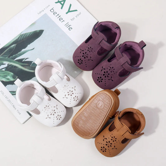 Baby Shoes For Boys And Girls, New Style, 0-1 Year Old, Hollow Out Rubber Sole, Anti-slip And Breathable Learning