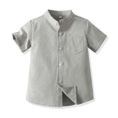 New Children Boys Gentleman Shirts Kids Short Sleeve Casual Tops Infant Toddler Girls Blouse Formal Clothing Summer Clothes
