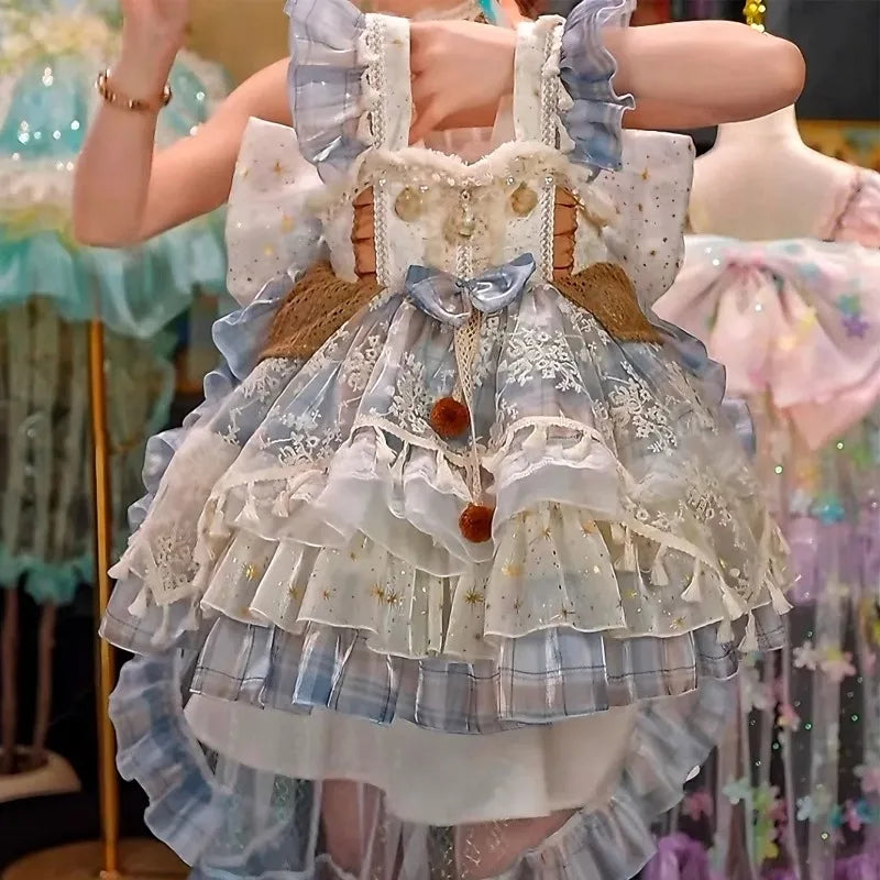 Girls Summer Bohemian Style Lolita Princess Dress 2025 New Birthday Dress Summer Fashion Children Clothing