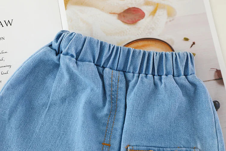 Baby boy clothes 0-4 years old spring and autumn long-sleeved suit boy cartoon lapel cotton sweater + jeans baby 2-piece set