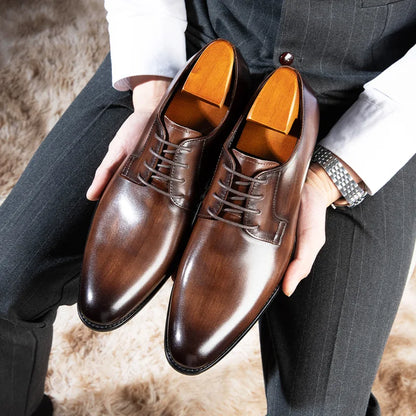 Leather Shoes for Men Luxury Business Men's Shoes High Quality Casual Oxford Dress Shoes Male Lace-Up Office Wedding Formal Shoe