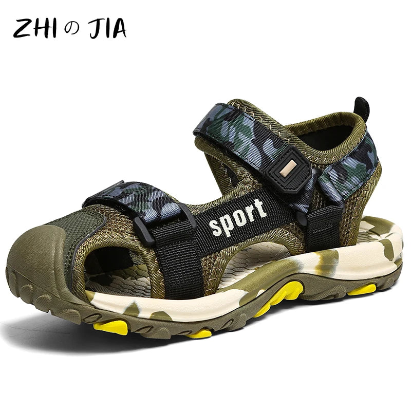Children's Summer New Sandals Boys Fashion Camouflage Mountaineering Anti slip Sandals Outdoor Leisure Sports Slippers 28-40