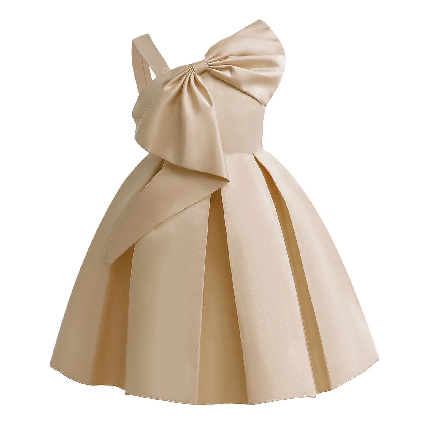 Girls Black Dress Children's Clothing Pink Solid Color Single-Shoulder Dress Fashionable Princess Dress Birthday Evening Dress