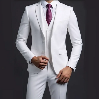 Suit (Blazer+ Vest + Trousers) Men's Fashionable Gentleman Business British Style Solid-color Banquet Host Casual Wedding Suit