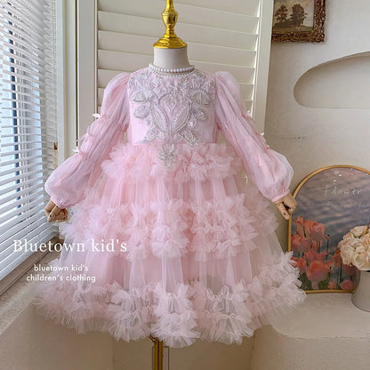 Baby Girls Clothing 2025 Autumn and Winter New Item Beautiful Dress Solid Color Pretty for Little Girls
