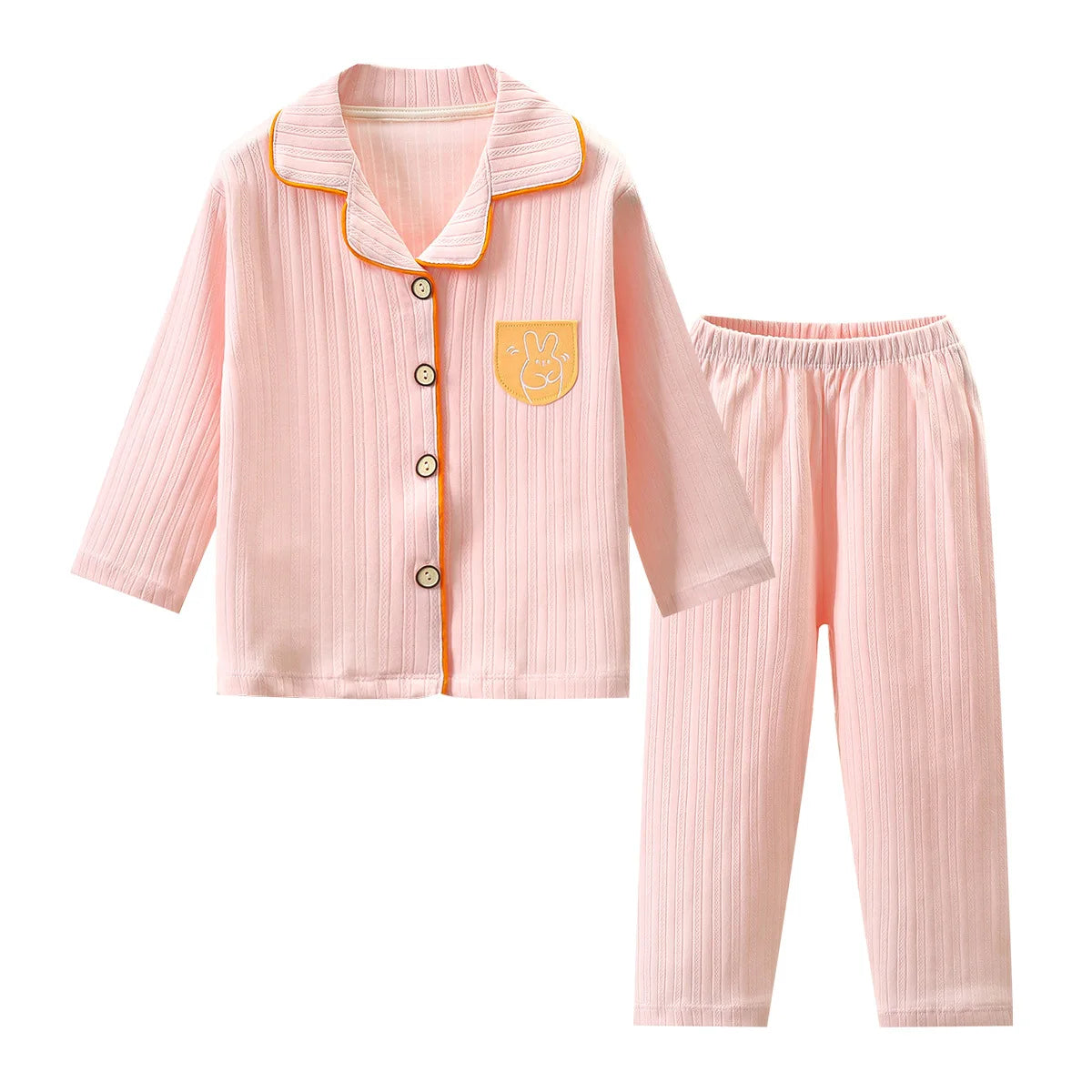 Children's Pajamas Pure Cotton Spring, Autumn and Winter Long-Sleeved Suits Boys and Girls Lapel Pajamas and Pajamas Set Boys Sp