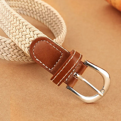 Women's elastic and elastic woven belt in one outfit, casual and versatile denim belt for men and women