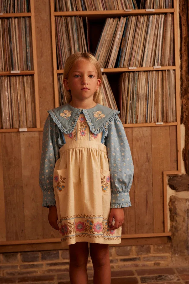 Girls' Dress 2025 Fall/Winter New Arrival Printed Fashion Embroidered Gathered Children's Dress Pure Cotton Cute Girls' Shirt