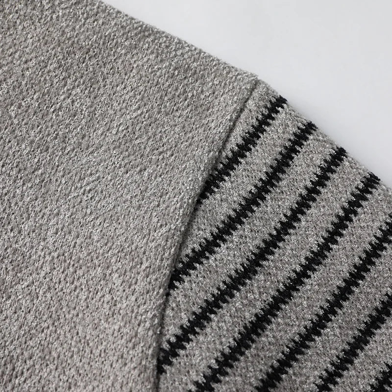 Men's Sweater Patckwork Round Neck Pullovers Fleece Lined Thick Warm Winter Knitwear Fashion Jumpers Men's Clothes