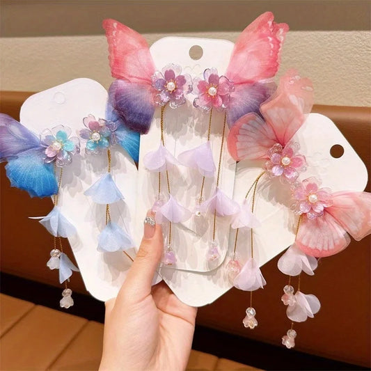 Baby Girl Hair Accessories Gradient Bow Hair Clip Flower Tassel Hairpin Girls Hair Accessoreis Butterfly Hair Clip