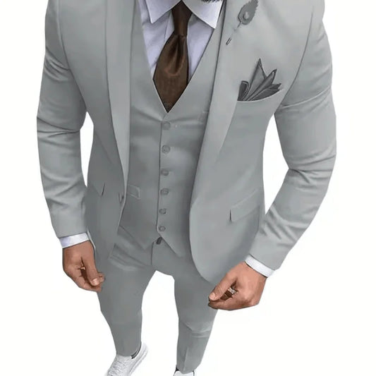 New Men's Suits 3 Pieces Groom Bestman Slim Fit Wedding Prom Party Tuxedo Elegant Formal Events Dress Suit